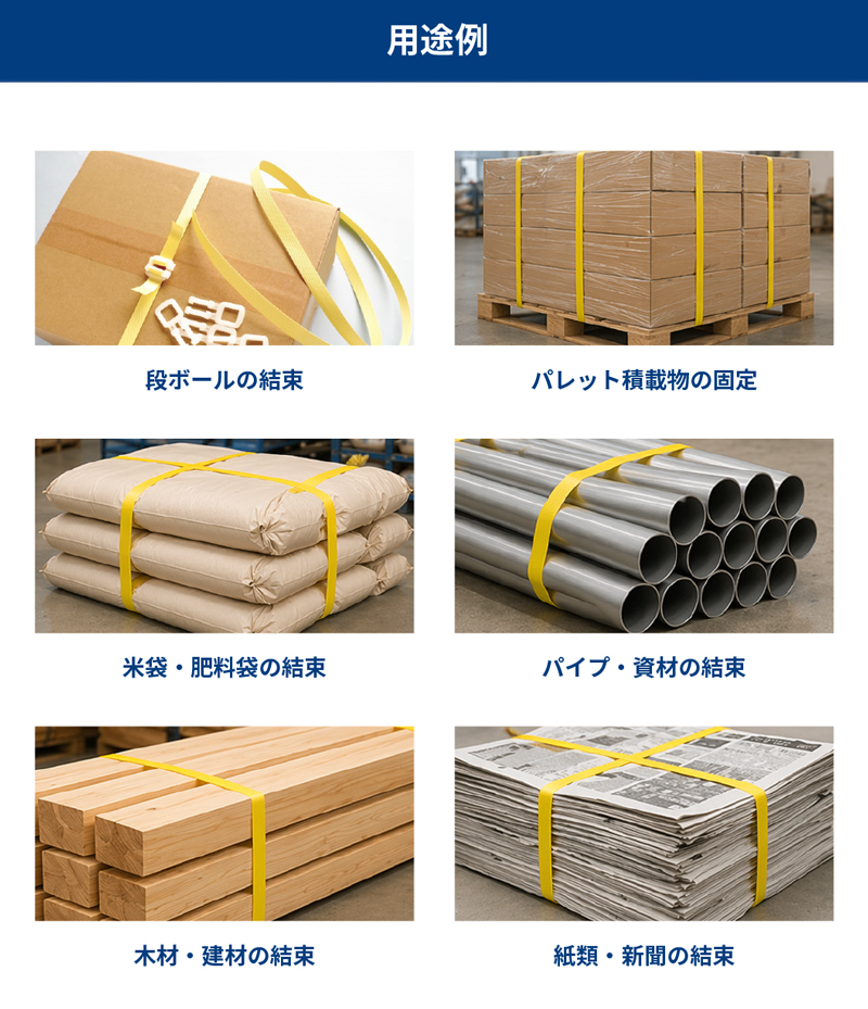 PPバンド(ポリプロピレンバンド)の用途例